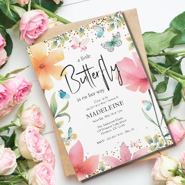 Een beetje vlinder glitter bloemig Baby shower Kaart