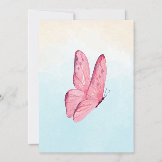 Een beetje vlinder is op weg bloemenvlees baby sho kaart (Achterkant)