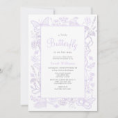 Een beetje vlinder Lila meisje  Baby shower Kaart (Voorkant)