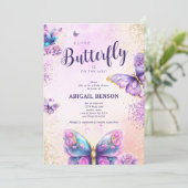 Een beetje vlinder op weg vlinder Baby shower Kaart (Staand voorkant)