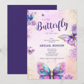 Een beetje vlinder op weg vlinder Baby shower Kaart (Voorkant / Achterkant)