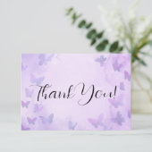 Een beetje vlinder Paarse Baby shower Bedankkaart (Staand voorkant)