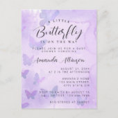 Een beetje vlinder Paarse Baby shower Briefkaart (Voorkant)