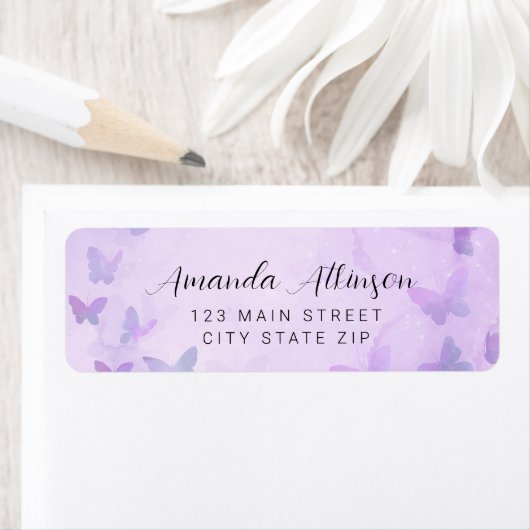 Een beetje vlinder Paarse Baby shower Etiket (Insitu)