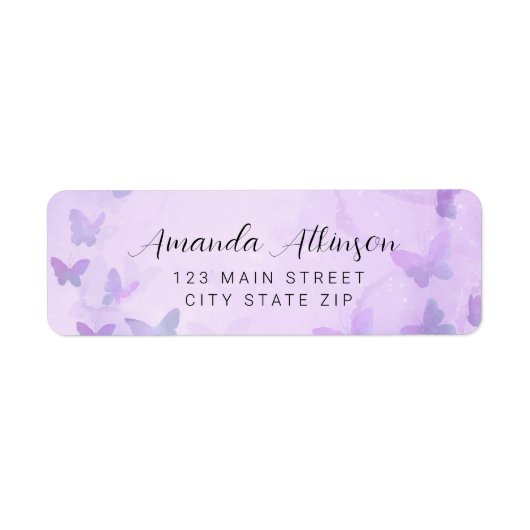 Een beetje vlinder Paarse Baby shower Etiket (Voorkant)