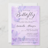 Een beetje vlinder Paarse Baby shower Kaart (Voorkant)