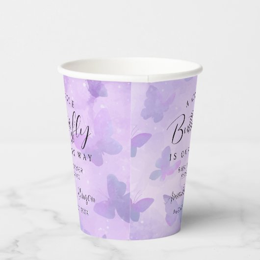 Een beetje vlinder Paarse Baby shower Papieren Bekers (Rechts)