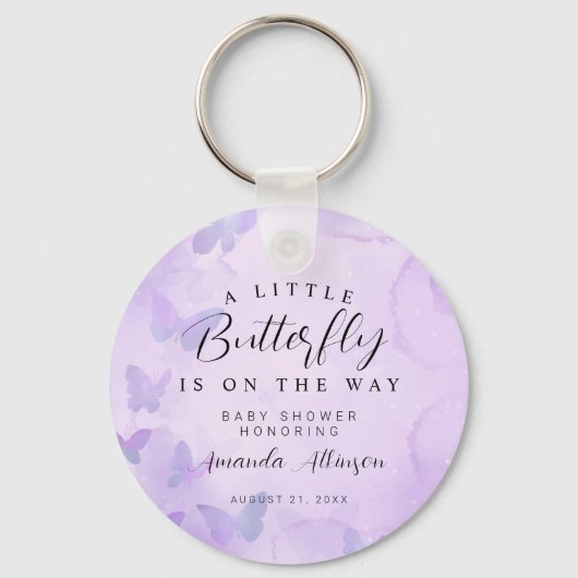 Een beetje vlinder Paarse Baby shower Sleutelhanger (Voorkant)