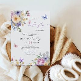 Een beetje vlinder pastel bloemen Baby shower Kaart