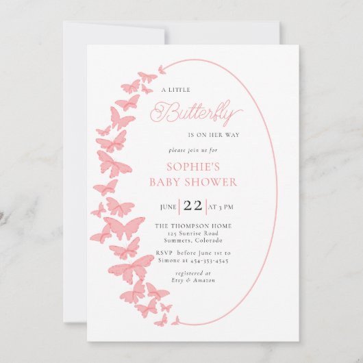 Een beetje vlinder roze boho chic meisje Baby show Kaart (Voorkant)