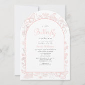 Een beetje vlinder roze meisje Baby shower Kaart (Voorkant)