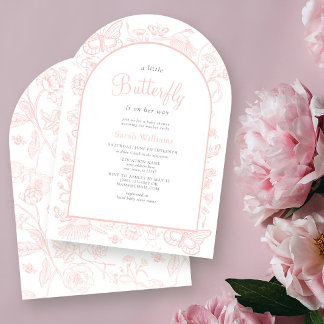 Een beetje vlinder  roze meisje Baby shower Kaart