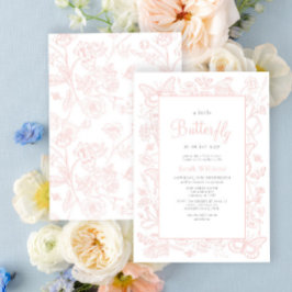 Een beetje vlinder  roze meisje Baby shower Kaart