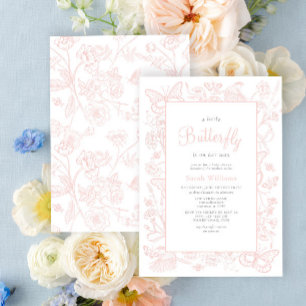 Een beetje vlinder roze meisje Baby shower Kaart