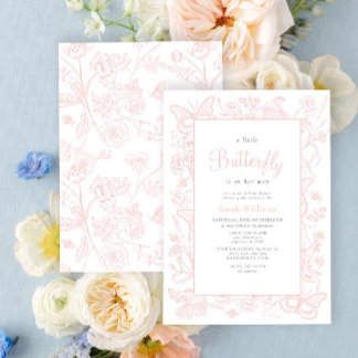 Een beetje vlinder  roze meisje Baby shower Kaart