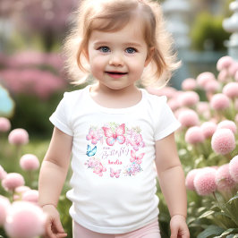 Een beetje vlinder roze Paarse bloemige zomernaam Kinder Shirts