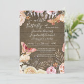 Een beetje vlinder rustieke Waterverf Floral Baby Kaart (Staand voorkant)