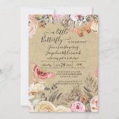 Een beetje vlinder Waterverf Blush Floral Baby Kaart (Voorkant)