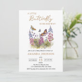 Een beetje vlinder wilde bloem Baby shower Kaart (Staand voorkant)