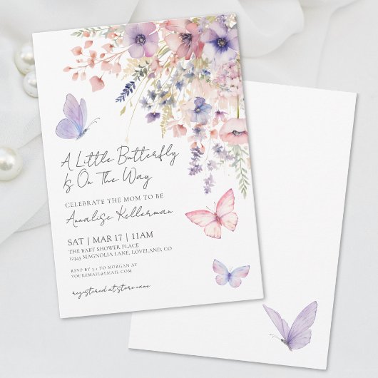 Een beetje vlinder wilde bloem Baby shower Kaart