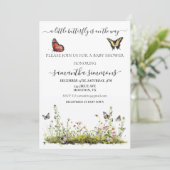 Een beetje vlinder wilde bloem Baby shower Kaart (Staand voorkant)