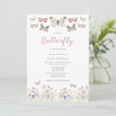 Een beetje vlinder Wildflower Garden Baby shower Kaart (Staand voorkant)