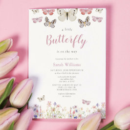 Een beetje vlinder Wildflower Garden Baby shower Kaart