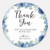 Een beetje vlinderblauw, bijtend bedankt ronde sticker (Voorkant)