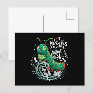 Een beetje vooruitgang elke dag hongerige rups briefkaart