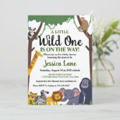 Een beetje wild één Baby shower Kaart (Staand voorkant)