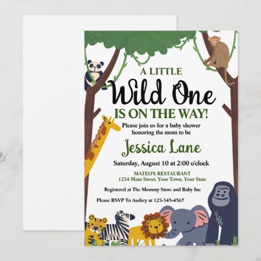 Een beetje wild één Baby shower Kaart (Voorkant / Achterkant)