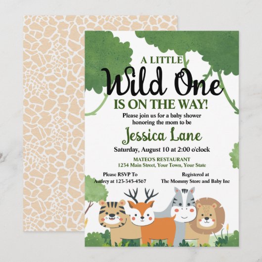 Een beetje wild één Baby shower Kaart (Voorkant / Achterkant)