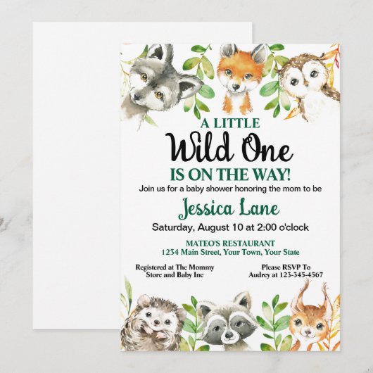 Een beetje wild één Baby shower Kaart (Voorkant / Achterkant)