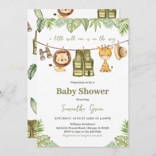 Een beetje wild één Baby shower Kaart (Voorkant / Achterkant)