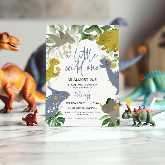 Een beetje wild een dinosaurus trex Baby shower Kaart