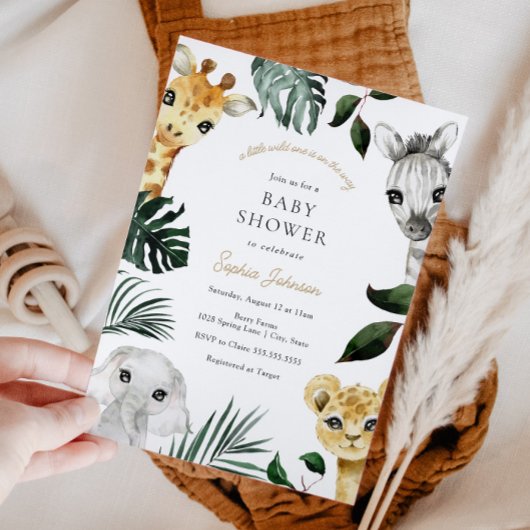 Een beetje Wild Een Oerwoud Dieren Baby shower Kaart