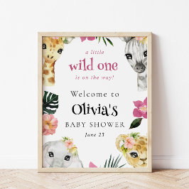 Een beetje wild een Oerwoud meisje Baby shower wel Poster