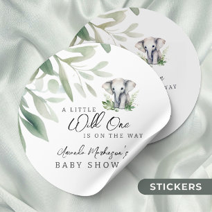 Een beetje wild een olifant Baby shower feest Ronde Sticker