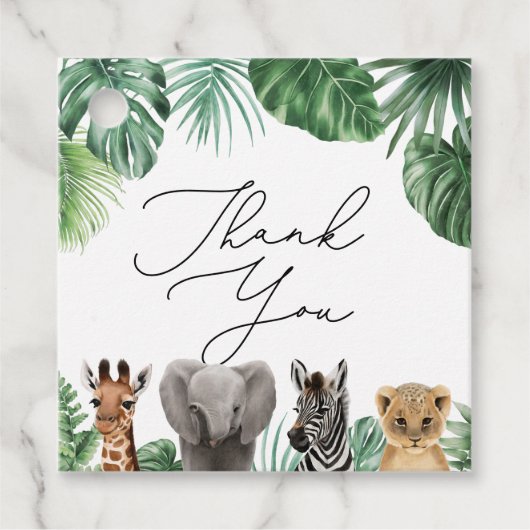 Een beetje wild een safari Baby shower groen Bedankjes Labels (Voorkant)