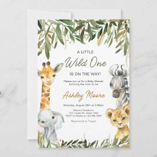Een beetje wild een safari Baby shower Kaart (Voorkant)