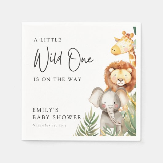 Een beetje wild een safari Baby shower Servet (Voorkant)