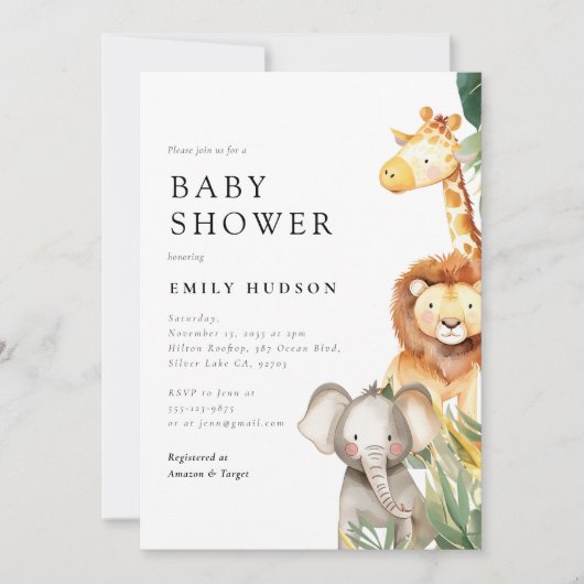 Een beetje wild een Safari Baby shower uitnodiging (Voorkant)