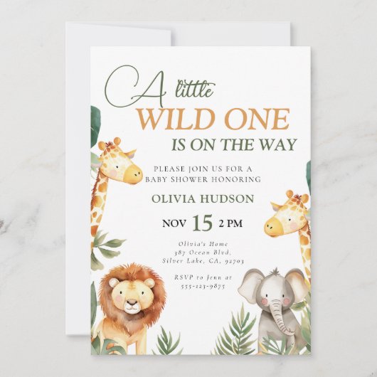 Een beetje wild een Safari Baby shower uitnodiging (Voorkant)