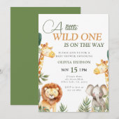 Een beetje wild een Safari Baby shower uitnodiging (Voorkant / Achterkant)