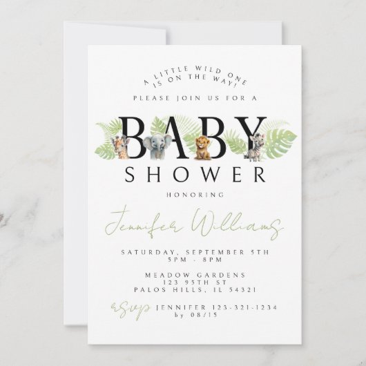 Een beetje wild een Safari baby shower-uitnodiging Kaart (Voorkant)