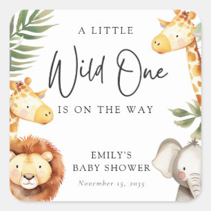 Een beetje wild een safari Baby shower Vierkante Sticker