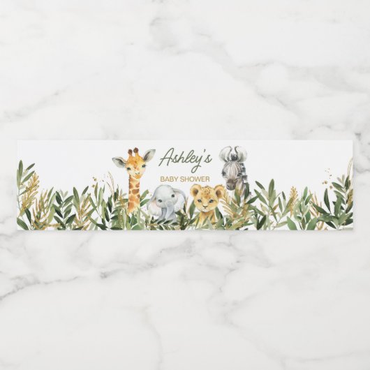 Een beetje wild een safari Baby shower Waterfles Etiket (Enkel label)