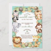 Een beetje wild een safari dier baby shower kaart (Voorkant)