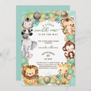 Een beetje wild een safari dier baby shower kaart