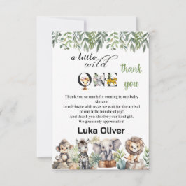 Een beetje wild een safari dieren baby shower bedankkaart